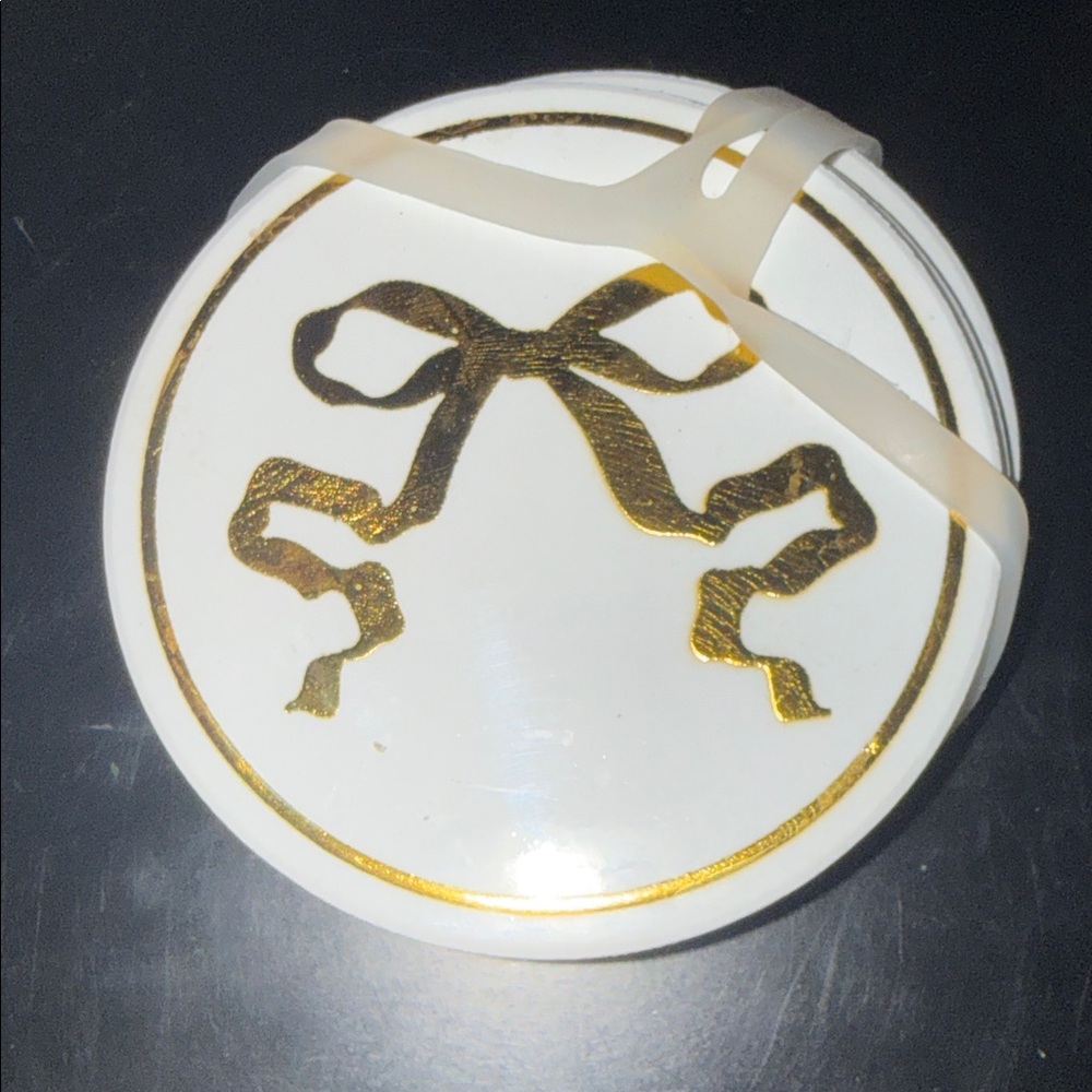 Harman Ceramic White with Bow Accent Coasters Set of Four!